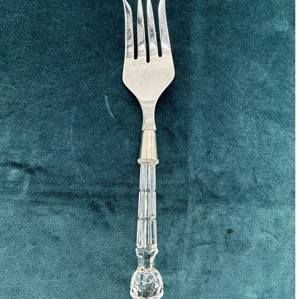 Fostoria Crystal Handle Serving Fork 9 Inch Stainless Steel Vintage Tableware